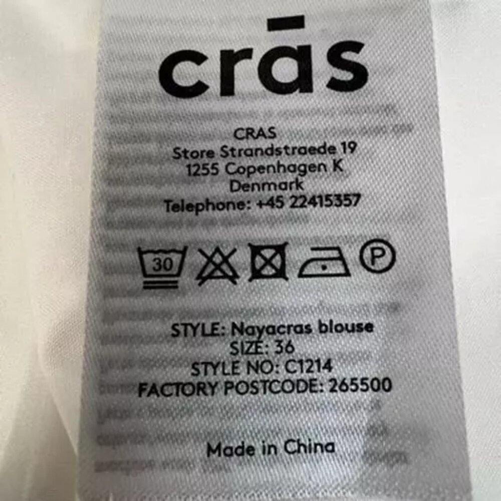 CRAS Denmark Nayacras Women Blouse Ebroidered Collar Shirt Top White size 36 - Picture 6 of 12